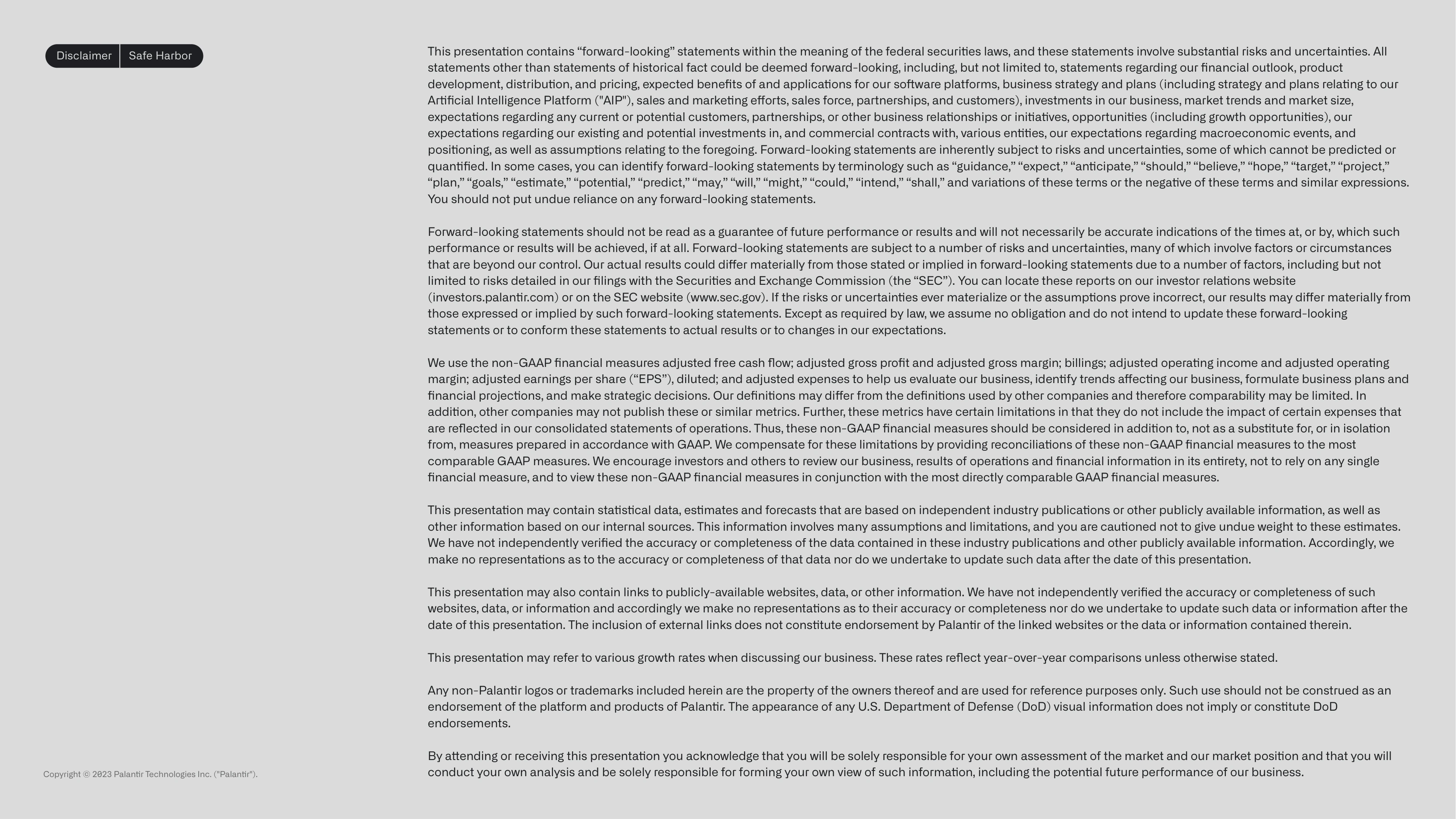 Forward-looking statements and non-GAAP reconciliation notes