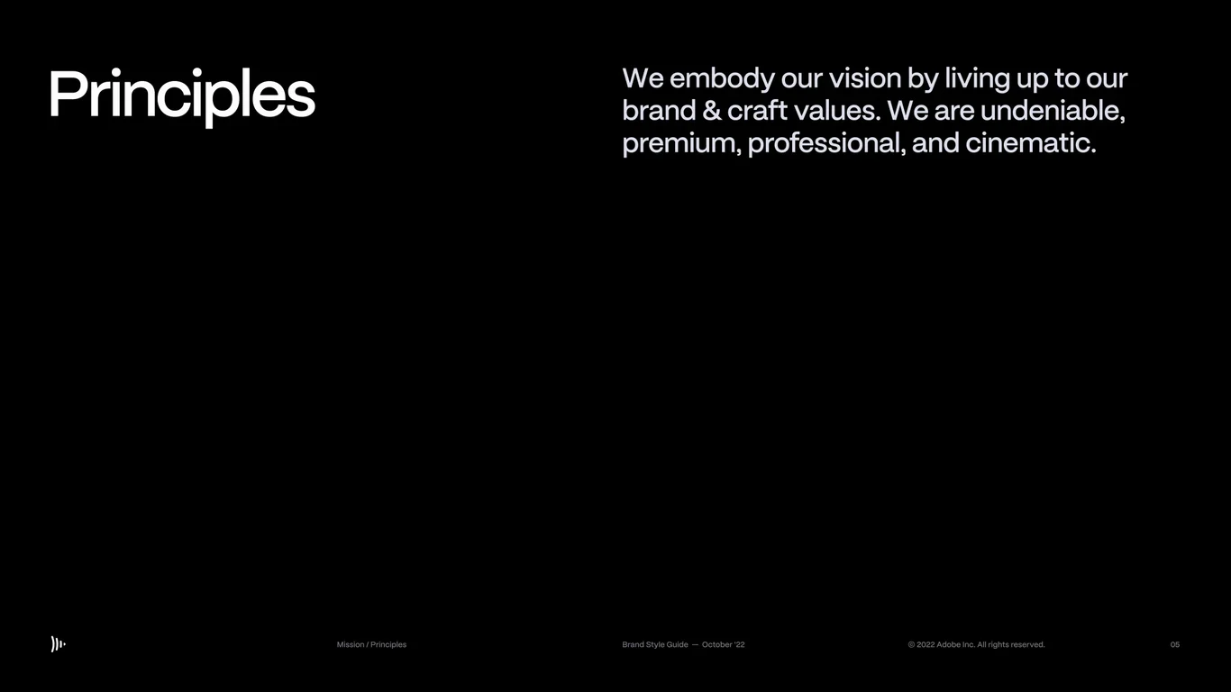 Frame.io principles — undeniable, premium, professional