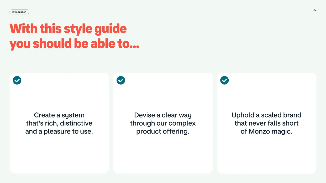 Guide objectives for Monzo brand