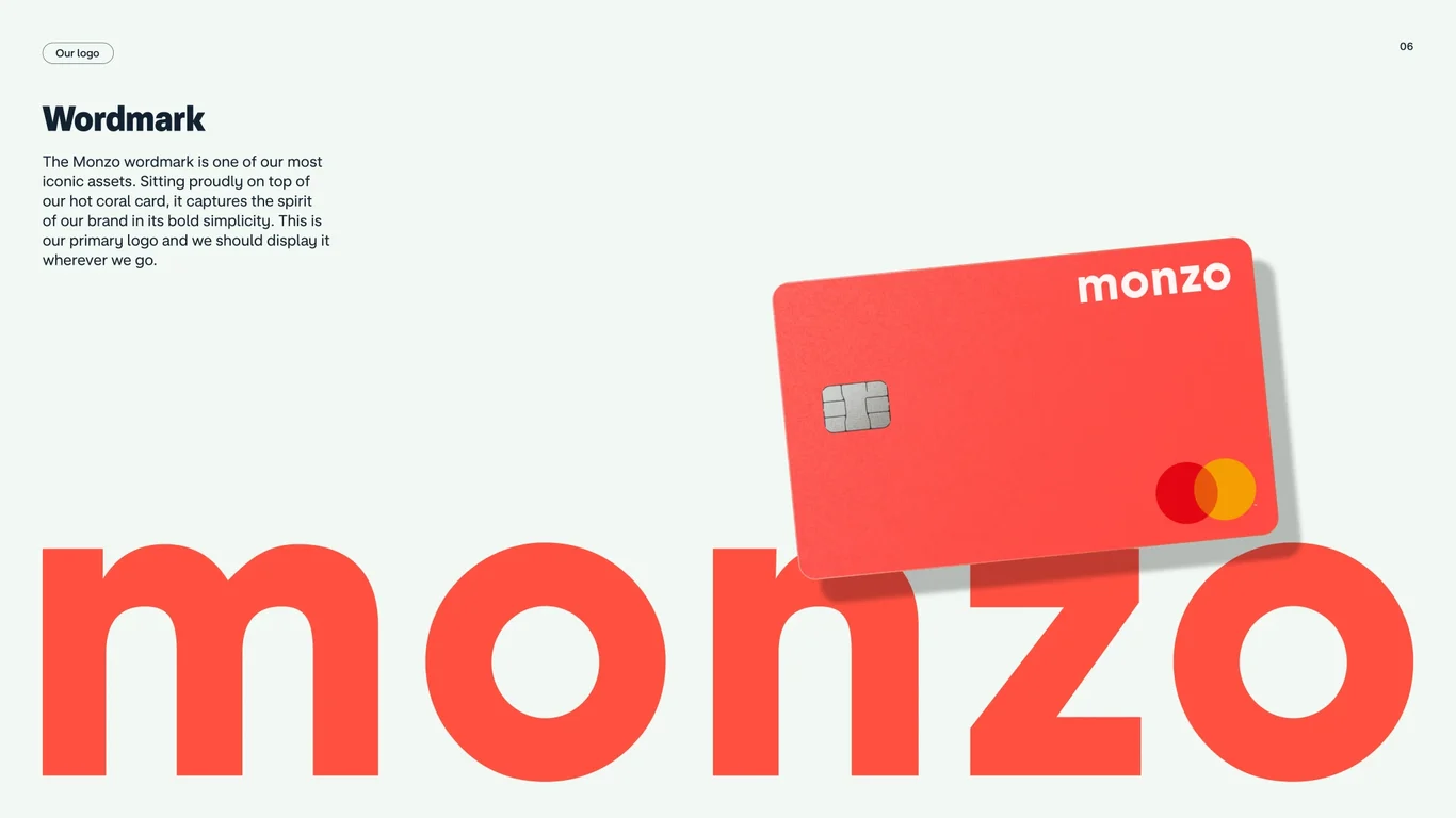 Monzo wordmark as primary logo asset