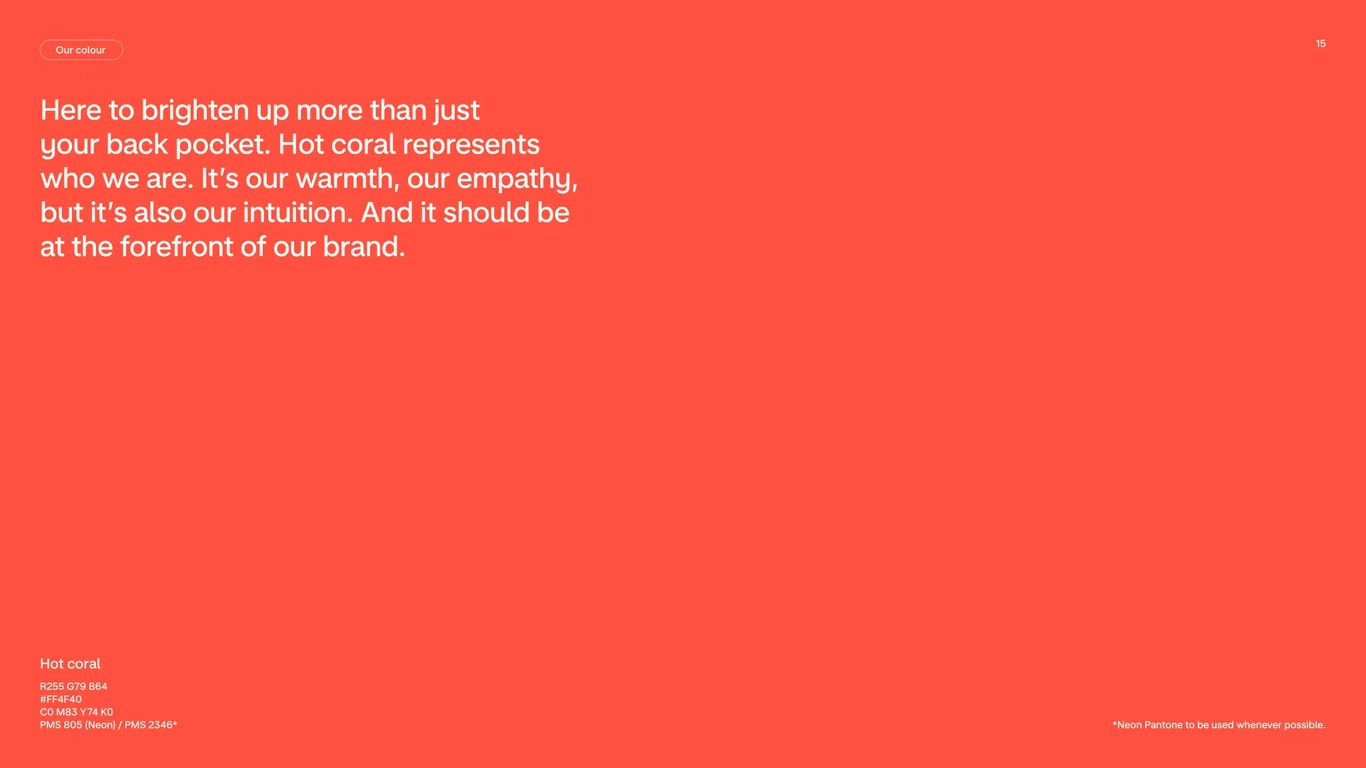 Hot coral brand meaning and application