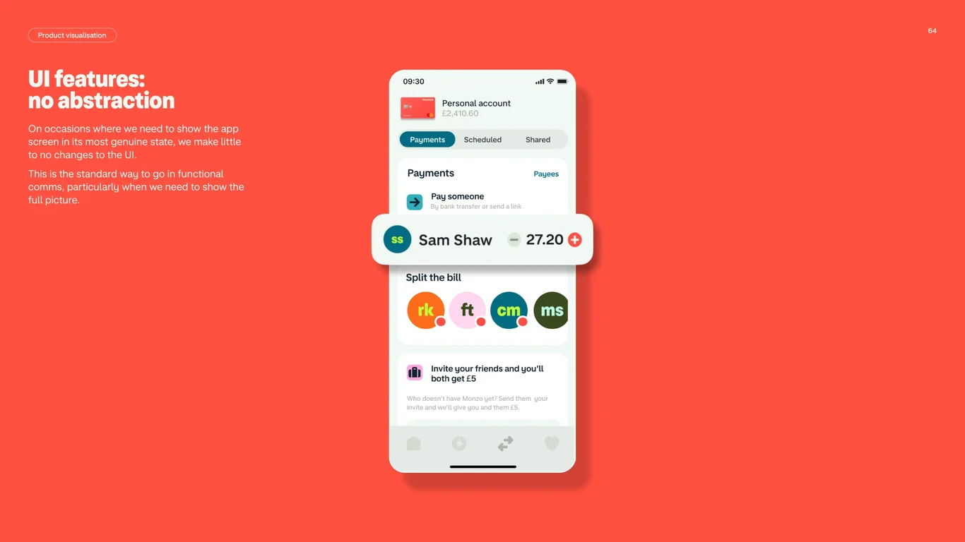 Mockups of additional product features demonstrating variety of screen types