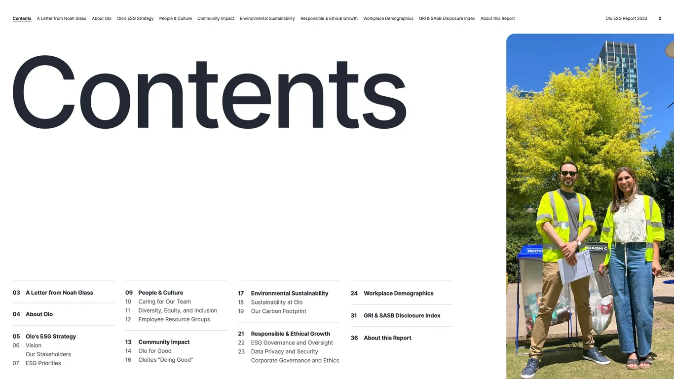 Contents of ESG report 2022