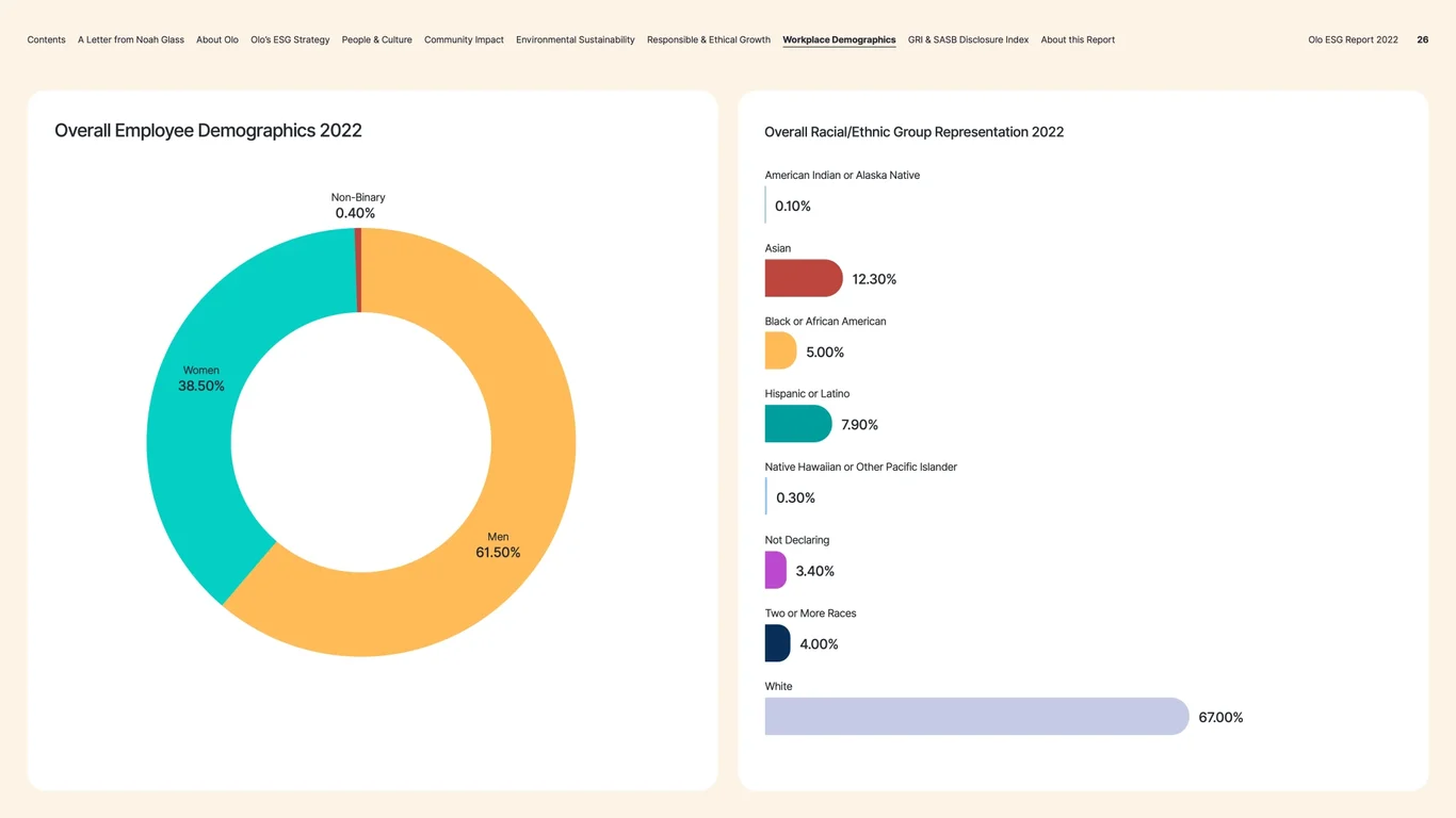 Overall employee demographics 2022