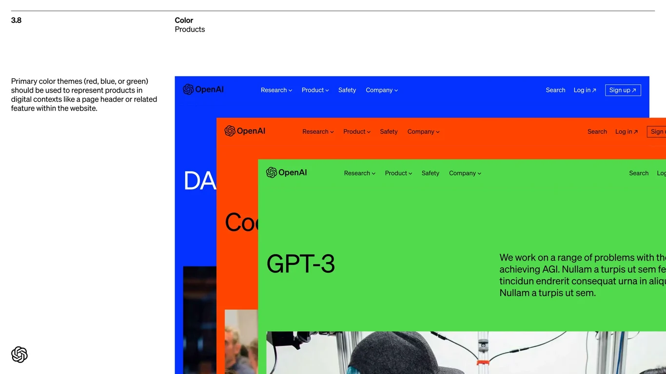 Primary color themes for products