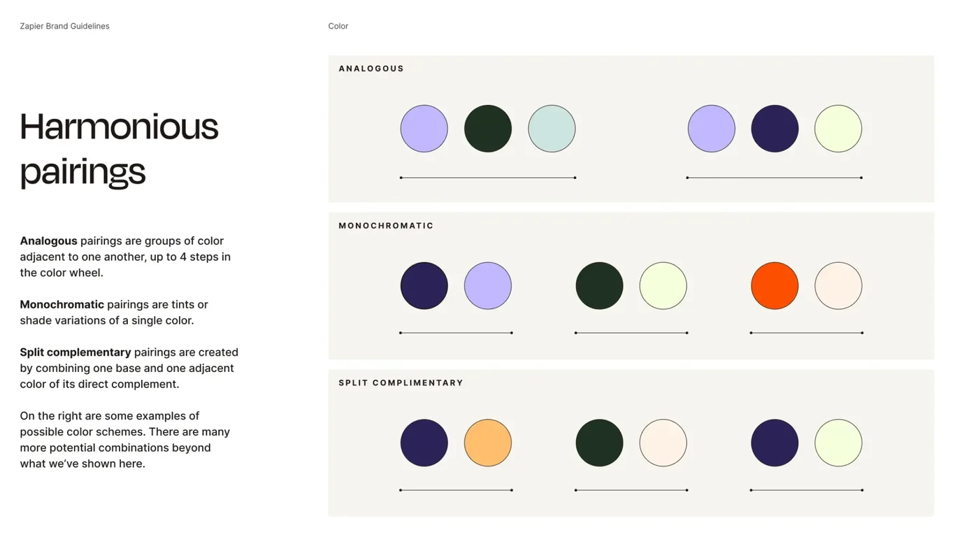 Harmonious color pairing examples