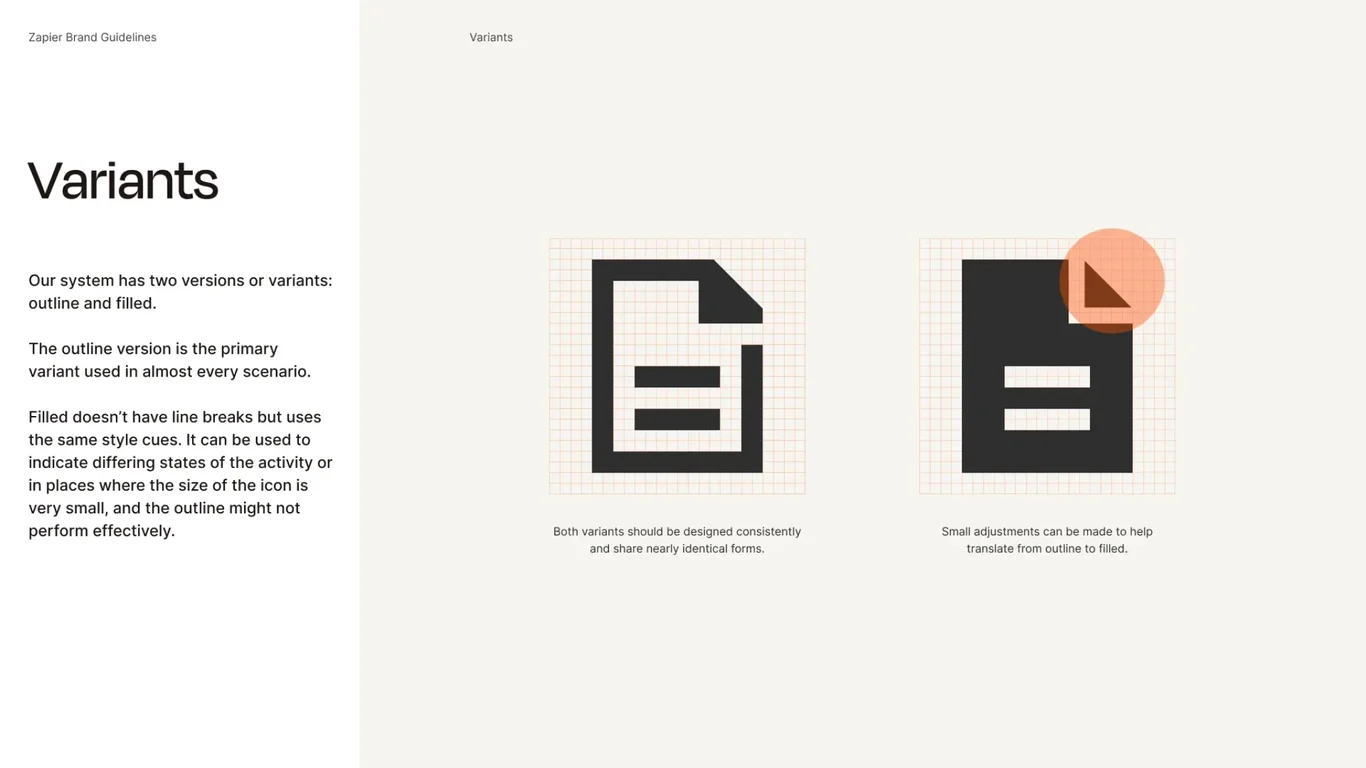 Icon system outline and filled variants