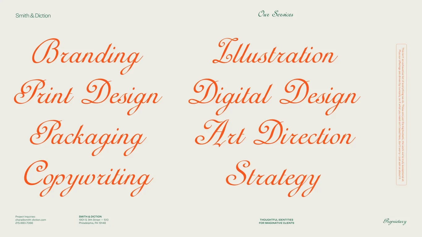 Service offerings — branding, design, and art direction