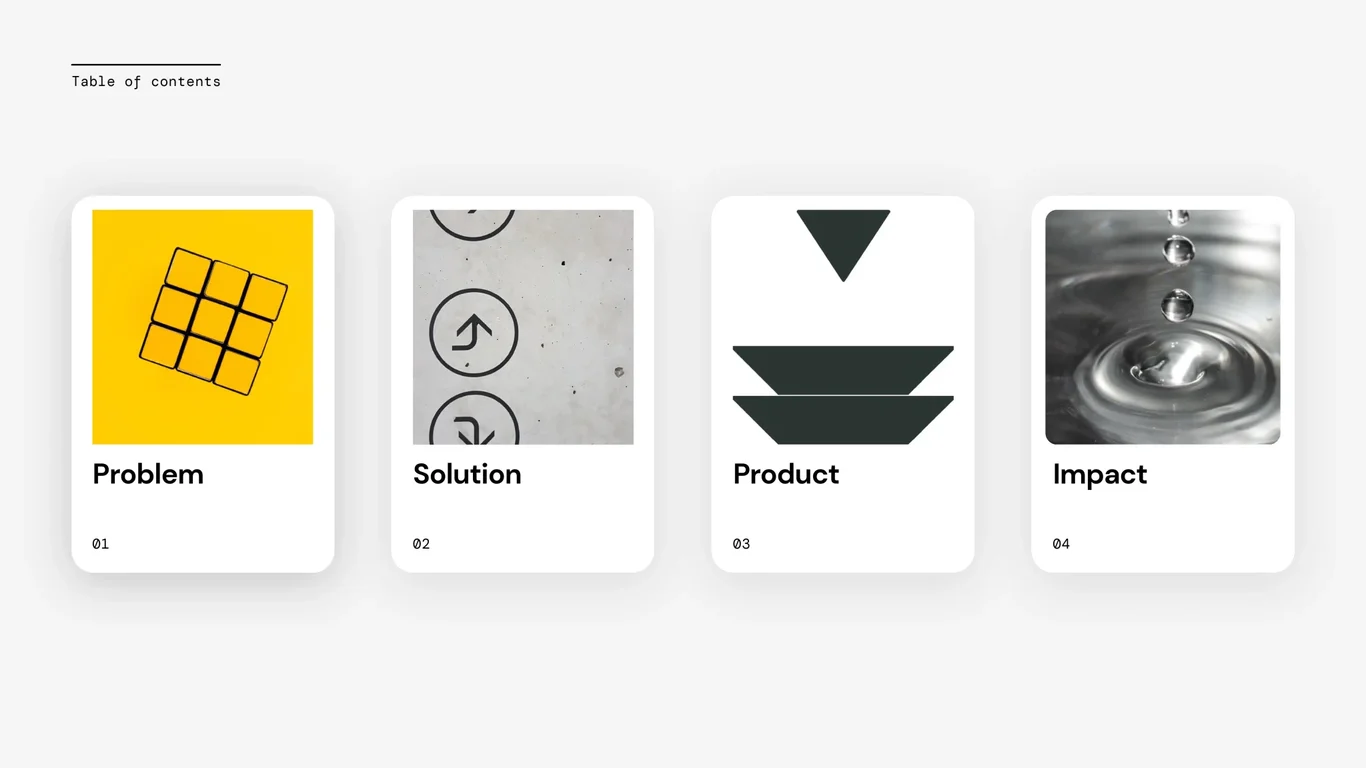 Problem, solution, product, and impact framework