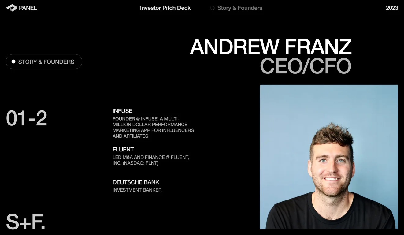 Panel CEO Andrew Franz — operations and finance