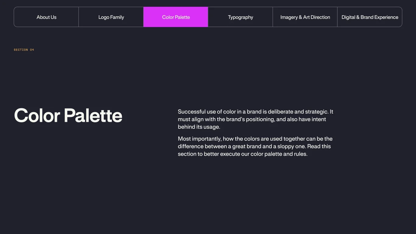 Color Palette section overview