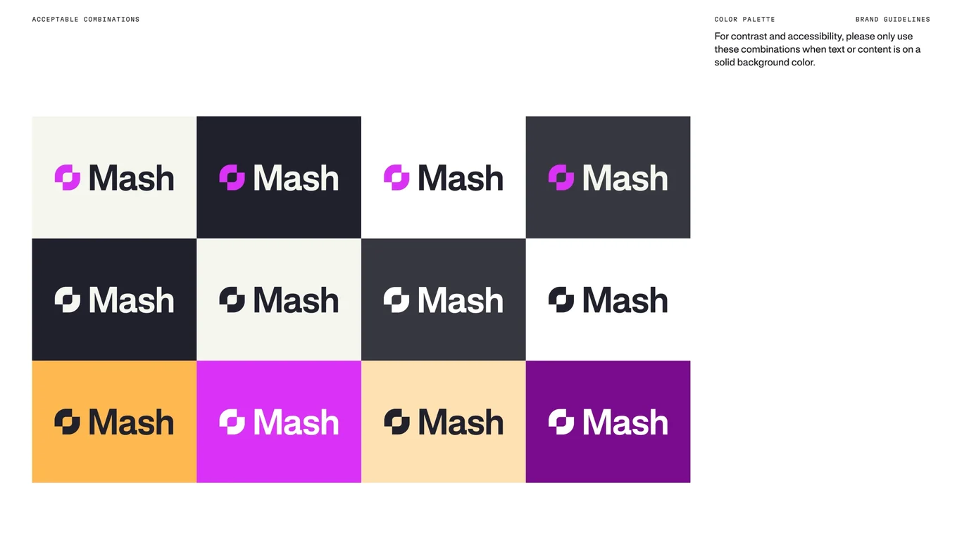 Acceptable contrast combinations for readability