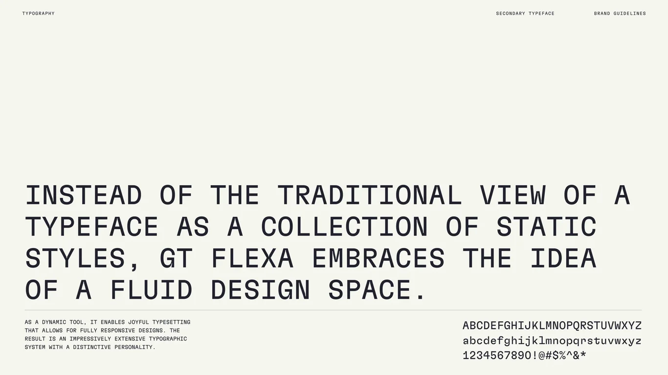 GT Flexa — secondary typeface with variable features