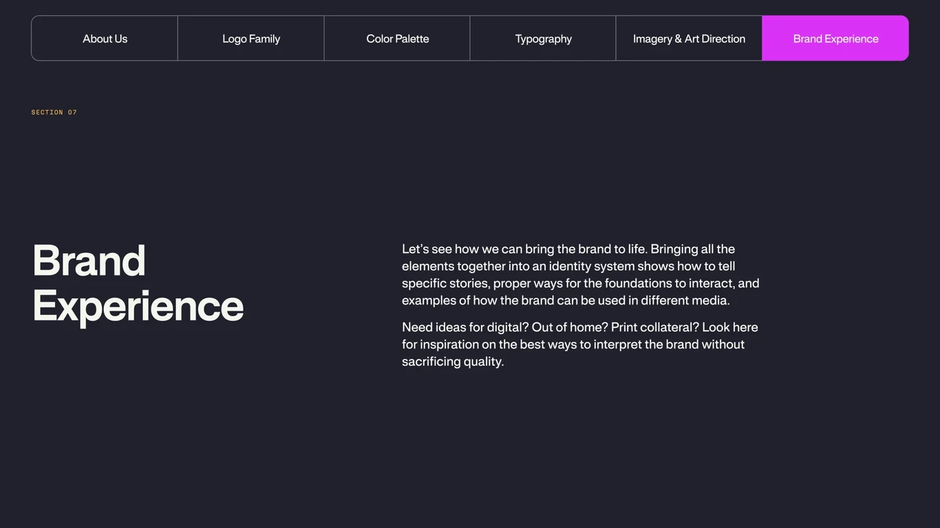 Brand Experience — digital and brand touchpoints