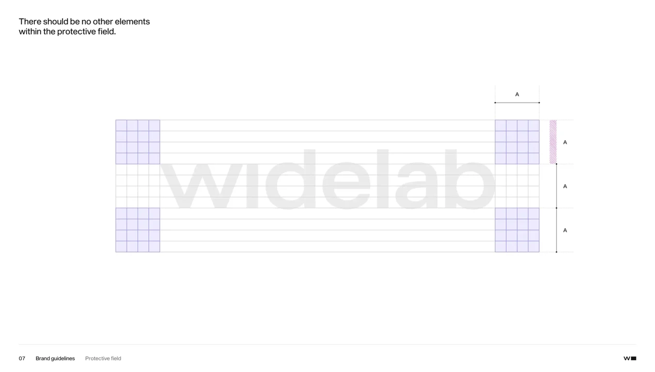 Specifications for logo placement minimum clear space, protective field dimensions