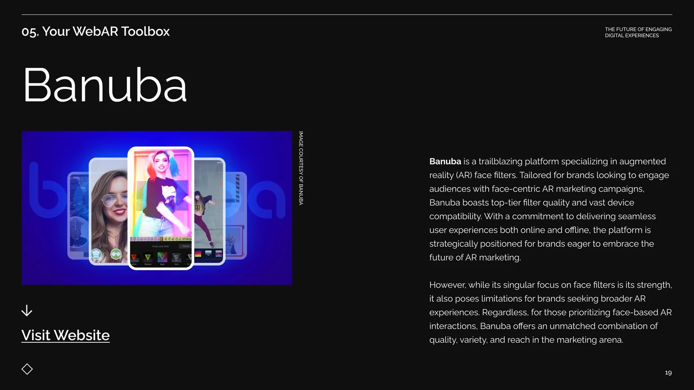 Reflektor's WebAR toolbox and capabilities