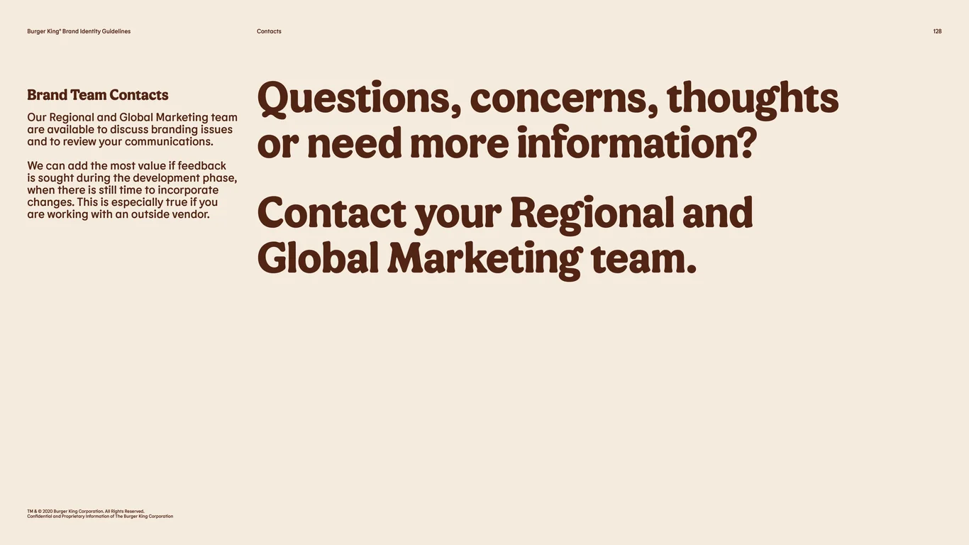 Burger King Brand Team Contact Info