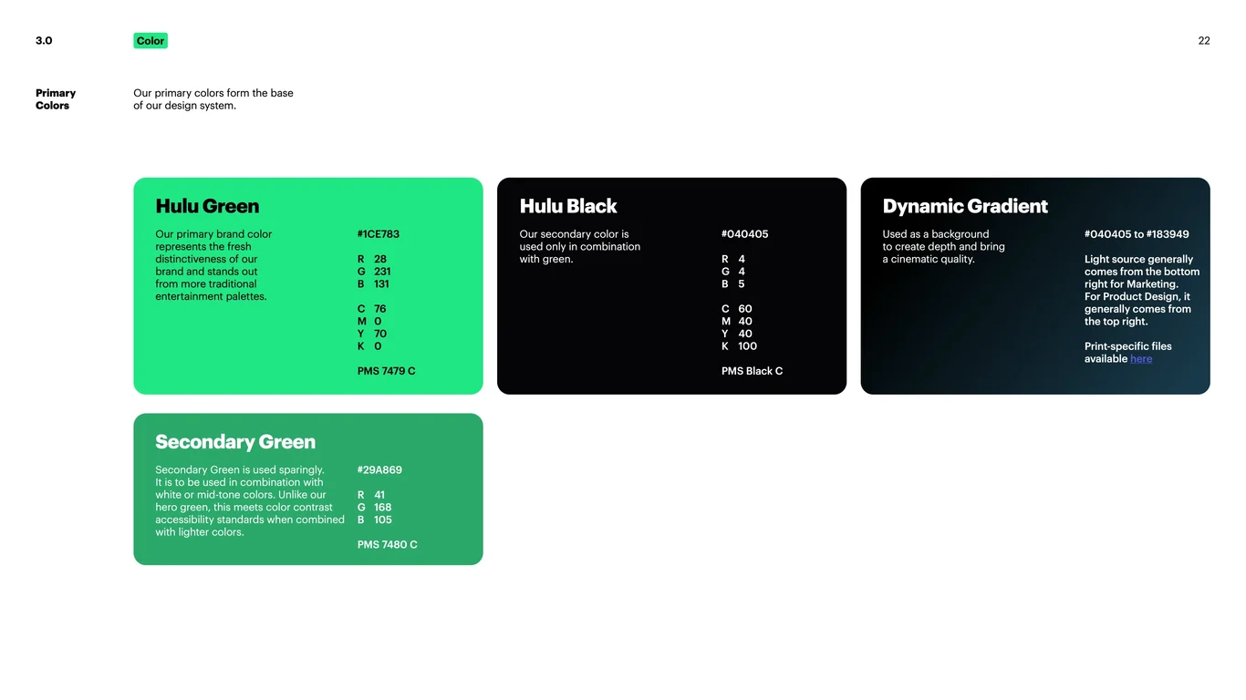 Color hex codes and digital values