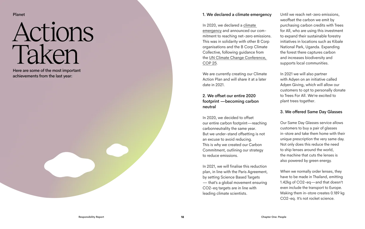 Actions taken for carbon reduction