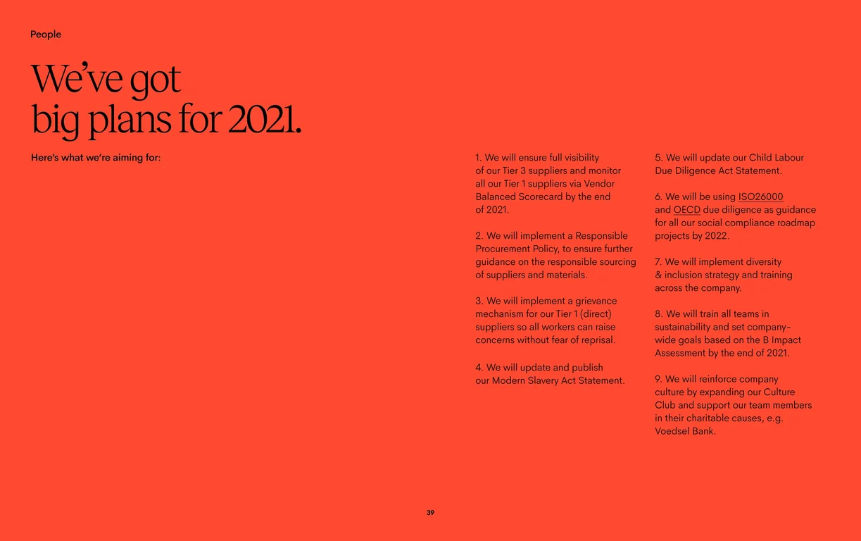 Future priorities for employee development, community engagement, supply chain improvements
