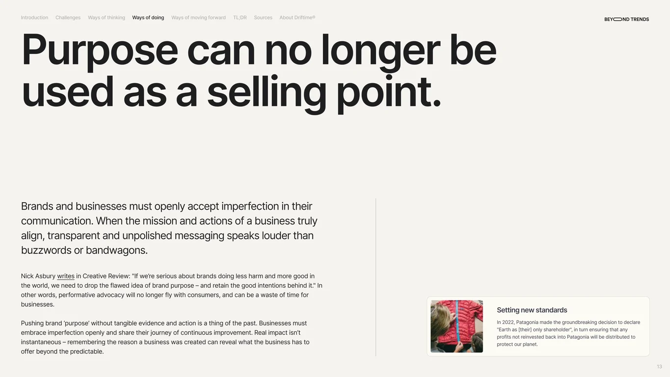 Purpose can no longer be used as a selling point