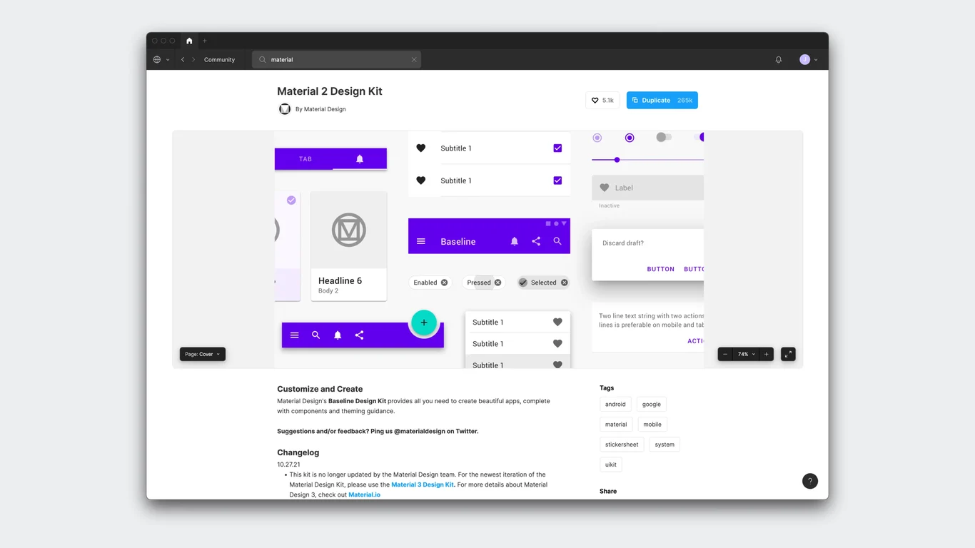 Material Design 2 kit baseline