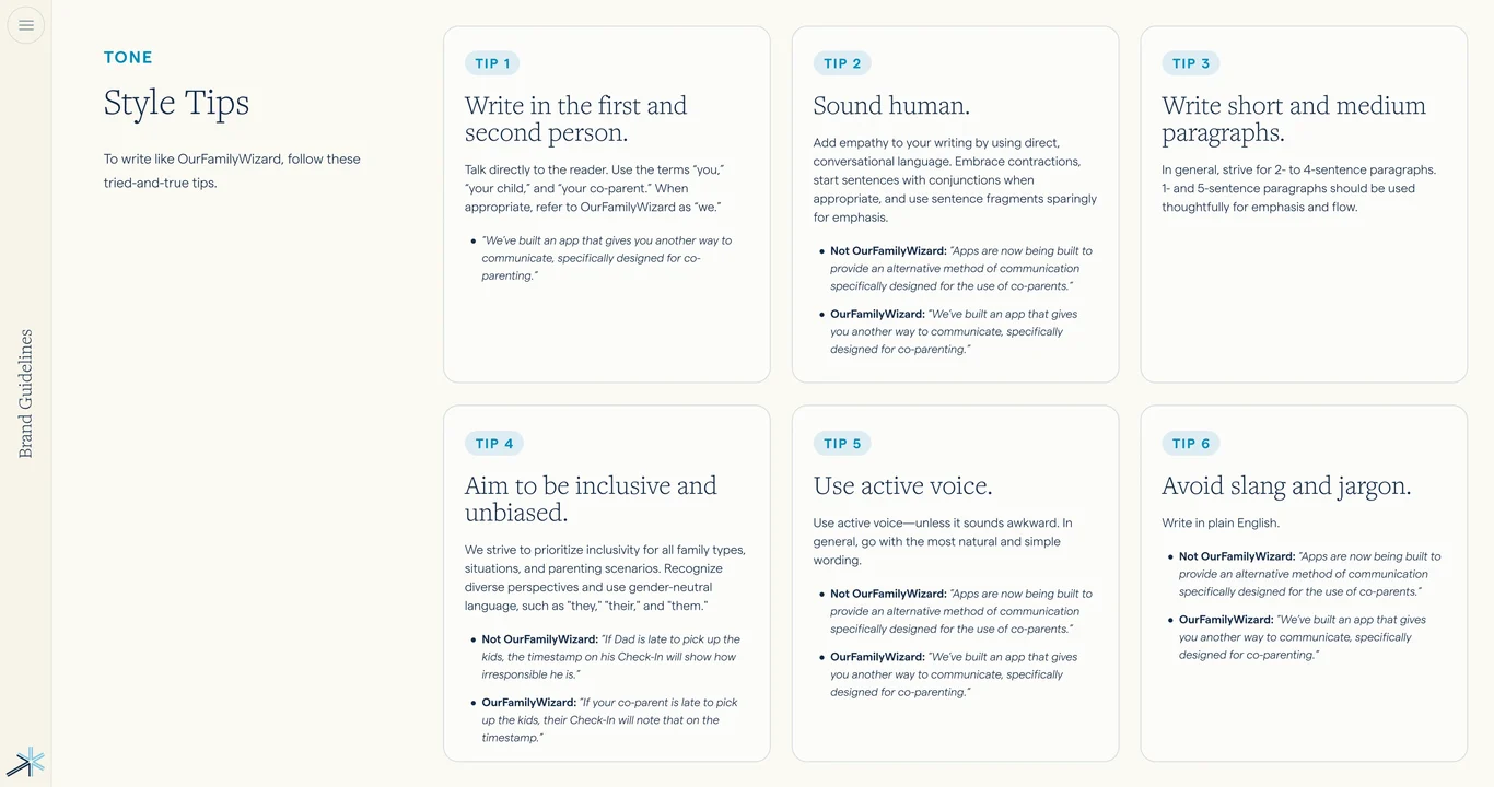 Style tips for voice and tone application