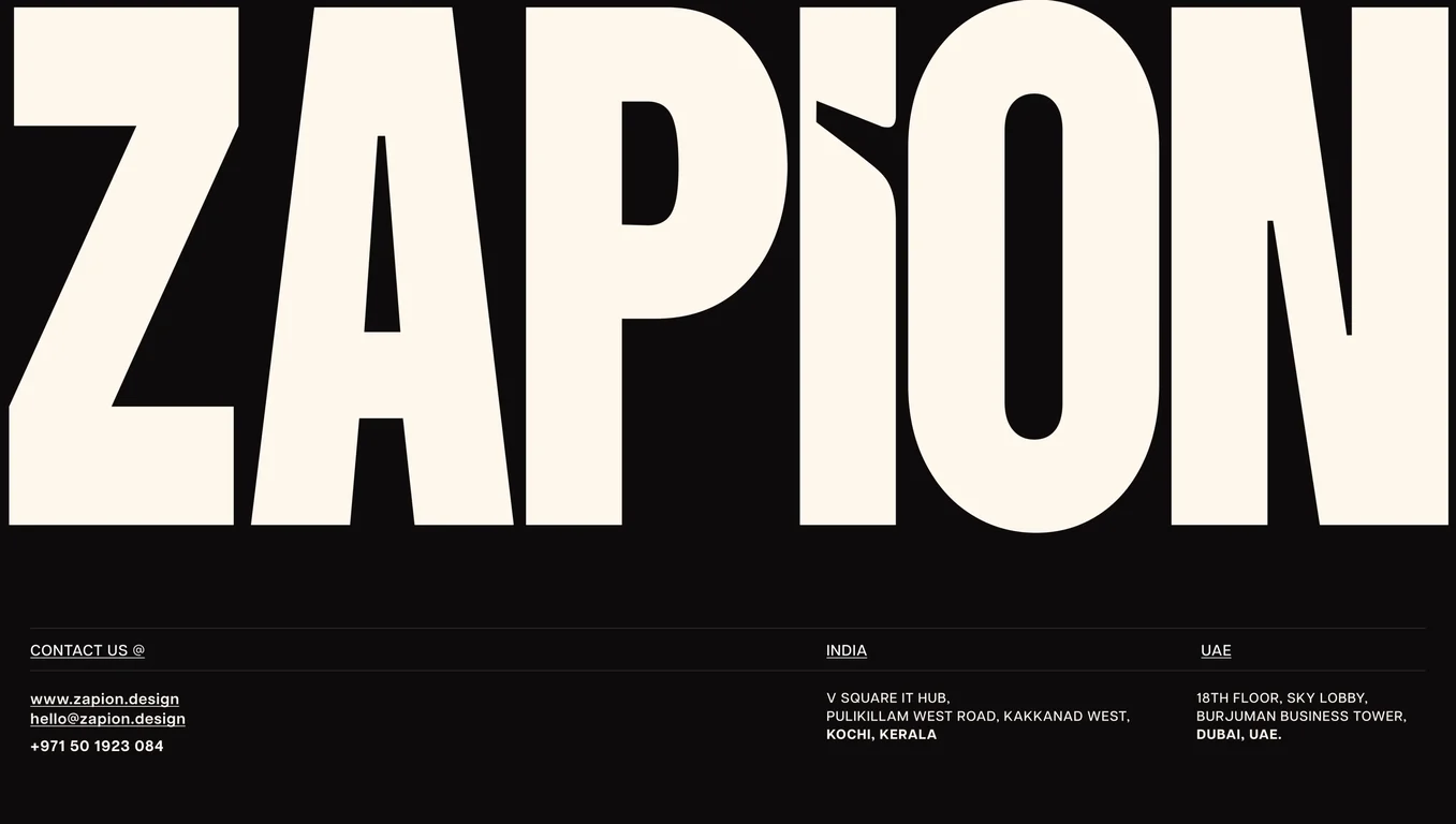Zapion locations: Kochi, India and Dubai, UAE