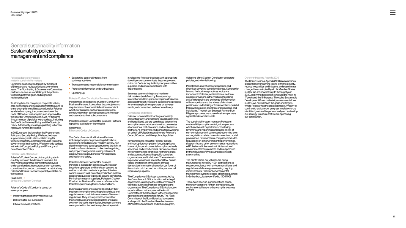 Governance and business conduct