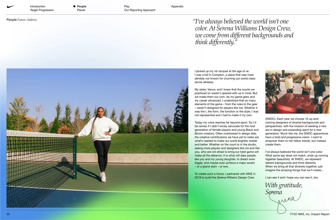 Serena Williams athlete equity profile