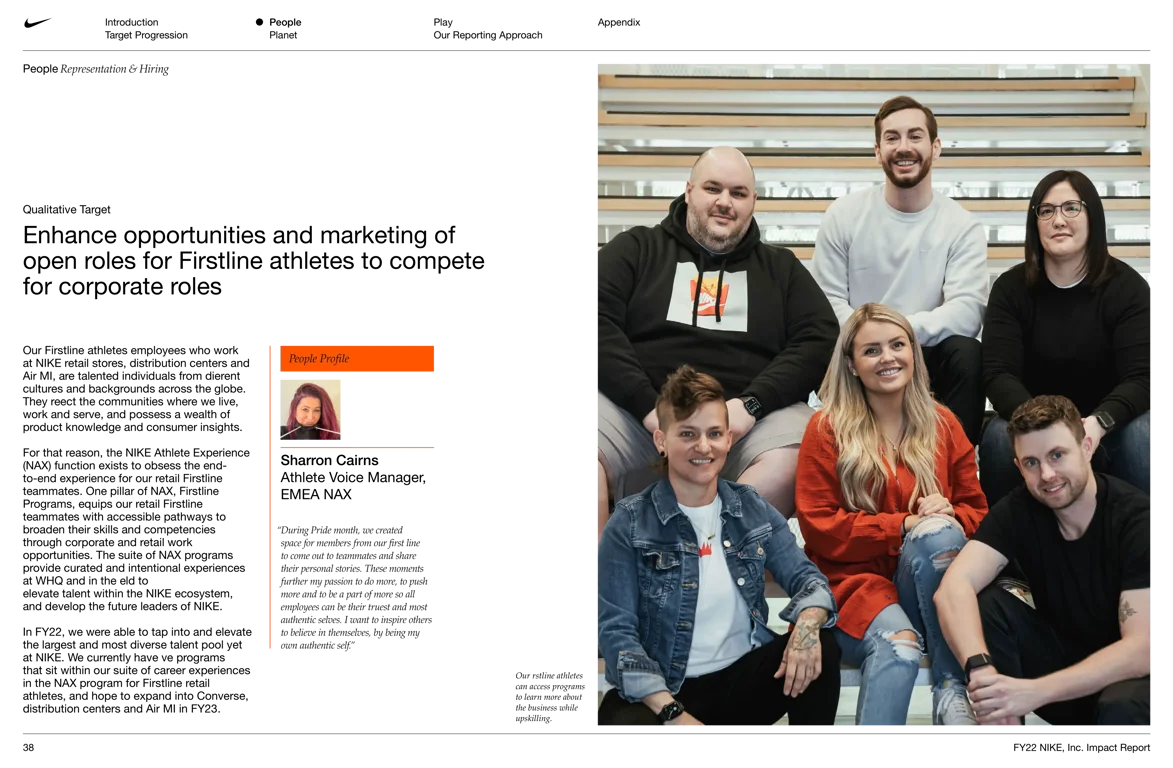 Nike employees in training and development