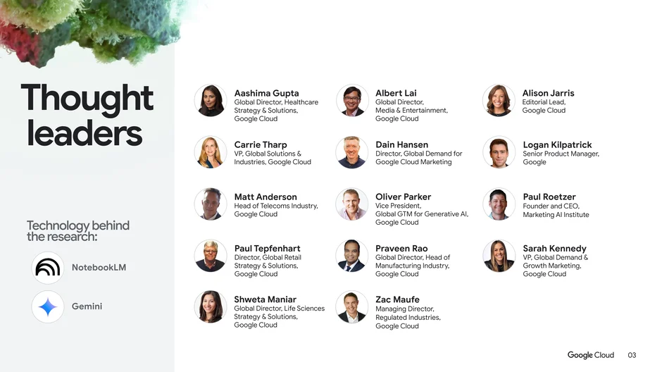 Google Cloud subject-matter experts and external contributors informed the research