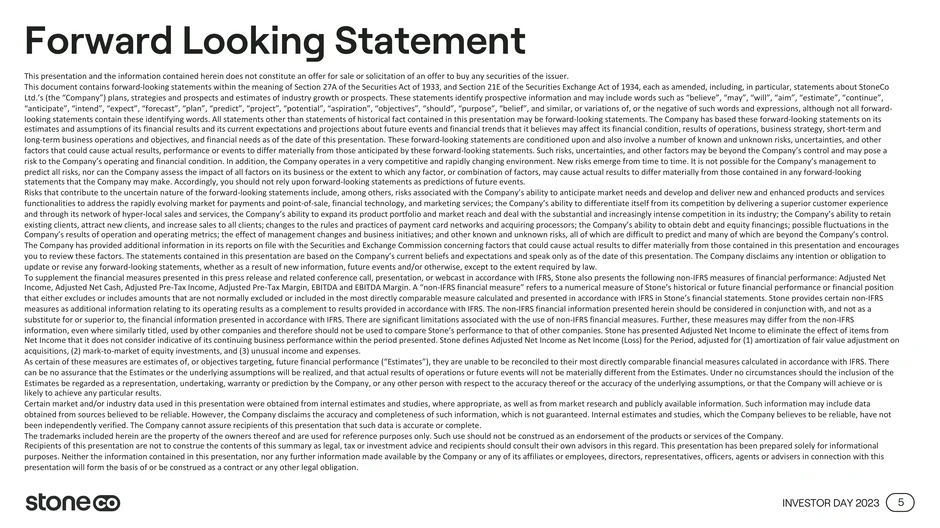 Legal disclaimer describing forward-looking statements, non-IFRS measures, risks and assumptions