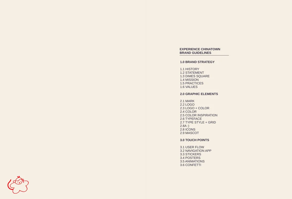Contents: brand strategy, graphic elements, touch points