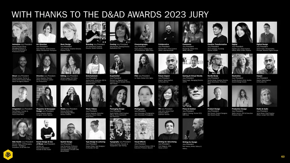 With thanks to the D&AD Awards 2023 jury