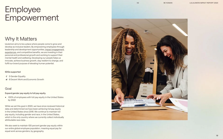 Frames why Lululemon invests in employee growth and wellbeing