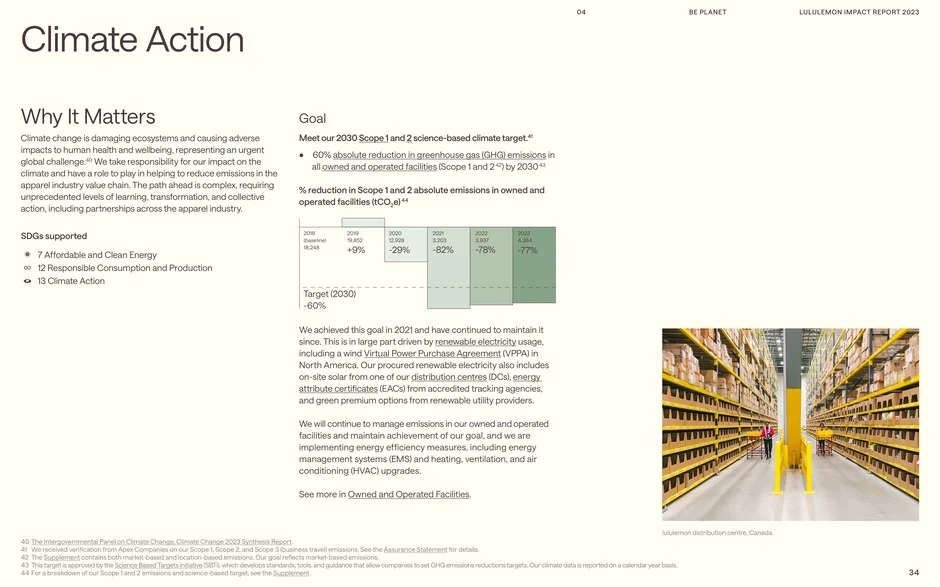 Presents lululemon’s 2030 Scope 1 and 2 science-based target