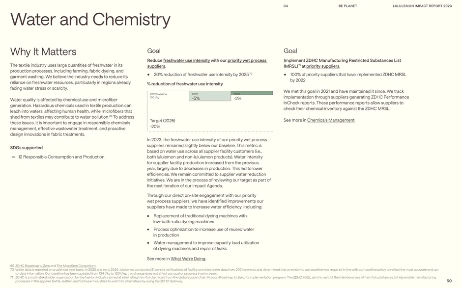 Water and Chemistry: freshwater and MRSL goals