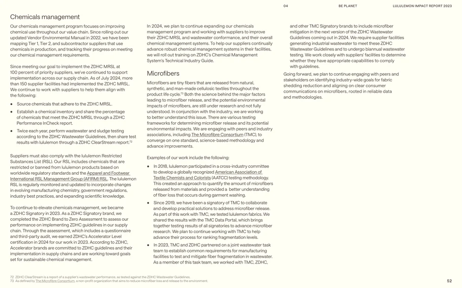 The program enforces ZDHC MRSL adoption across priority suppliers (150+