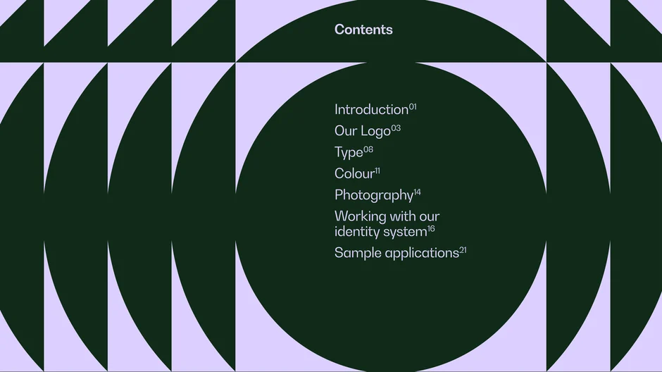 Contents: logo, type, colour, photography, and applications