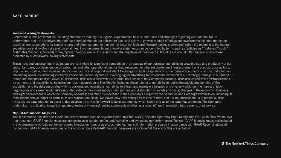 Safe Harbor: Forward‑Looking Statements and Non‑GAAP Measures