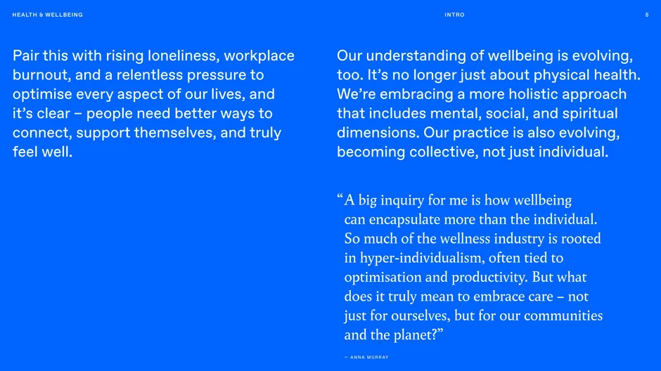 From optimisation to connection: the evolving wellbeing need