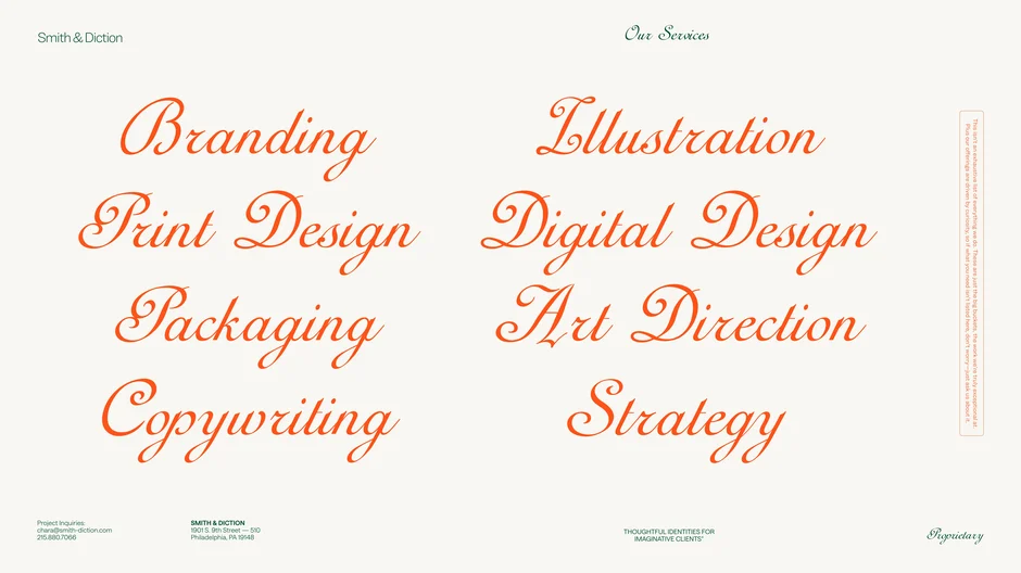 Branding, illustration, print, packaging, copywriting, strategy