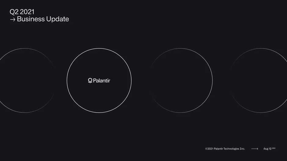 Palantir Q2 2021 Business Update — cover slide